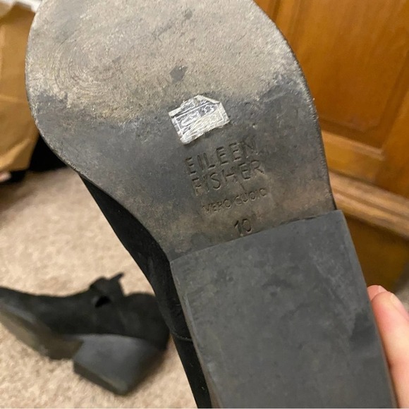 Eileen fisher black suede bootie boots ankle size 10 - Picture 10 of 12